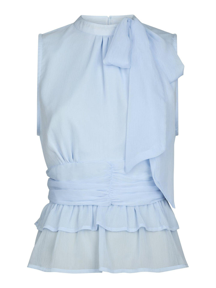 Ansol Solid Chiffon Top Light Blue