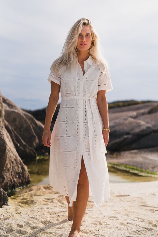 Lea 2/4 Shirt Dress Egret