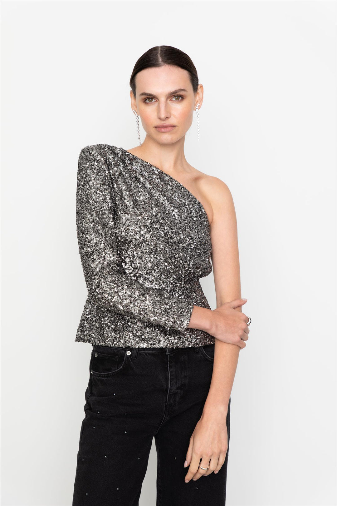 Libra Sequin Top Silver