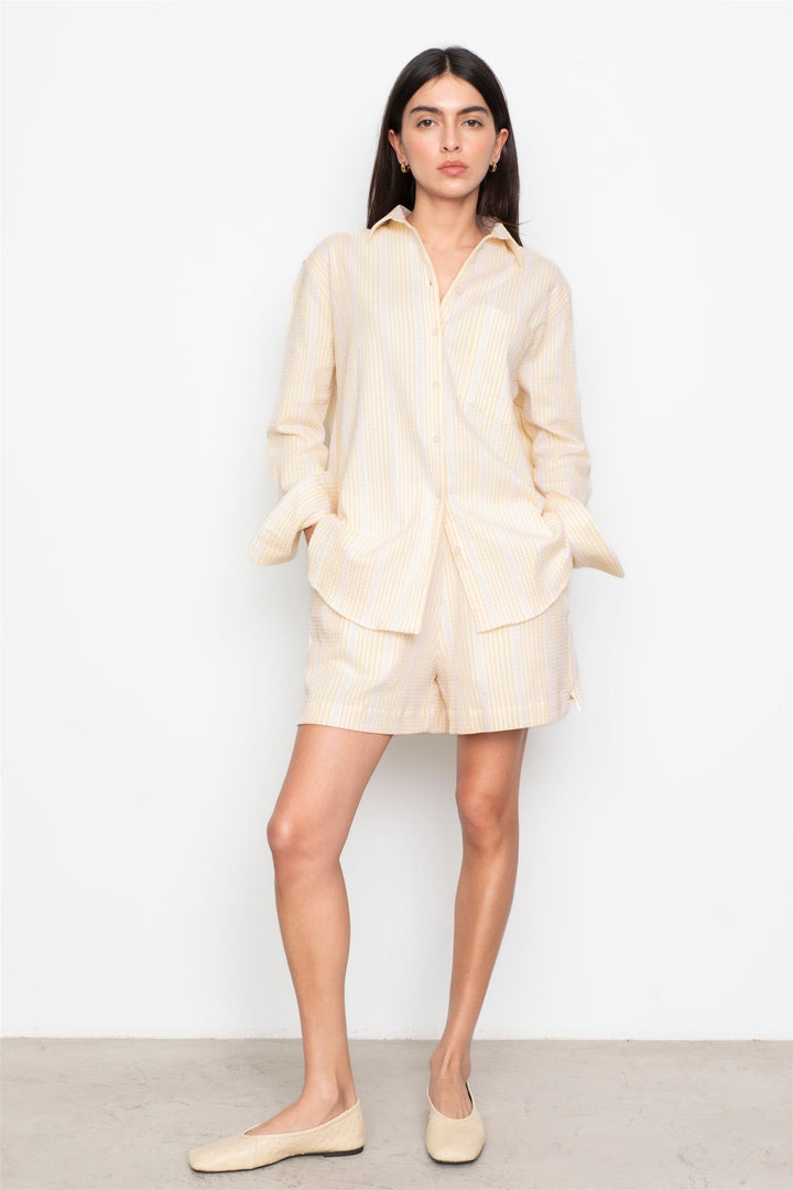 Bibi Crepe Shirt Light Yellow Stripe