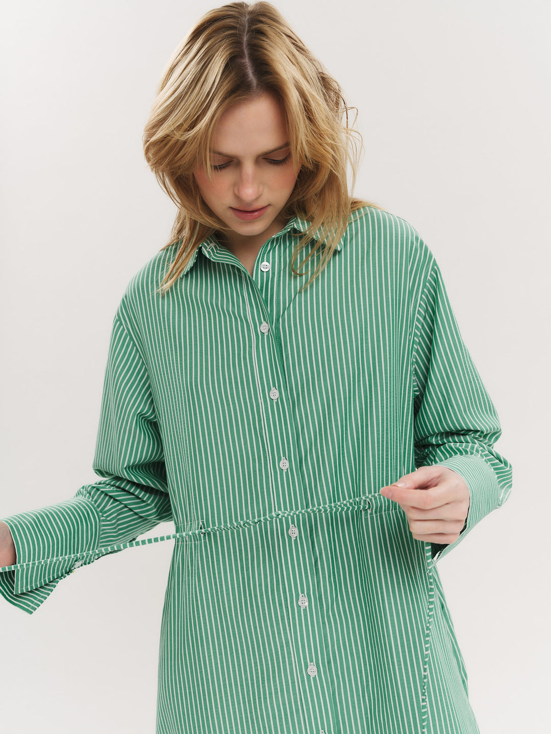 Sally Midi Dress Vinyard Green Stripe