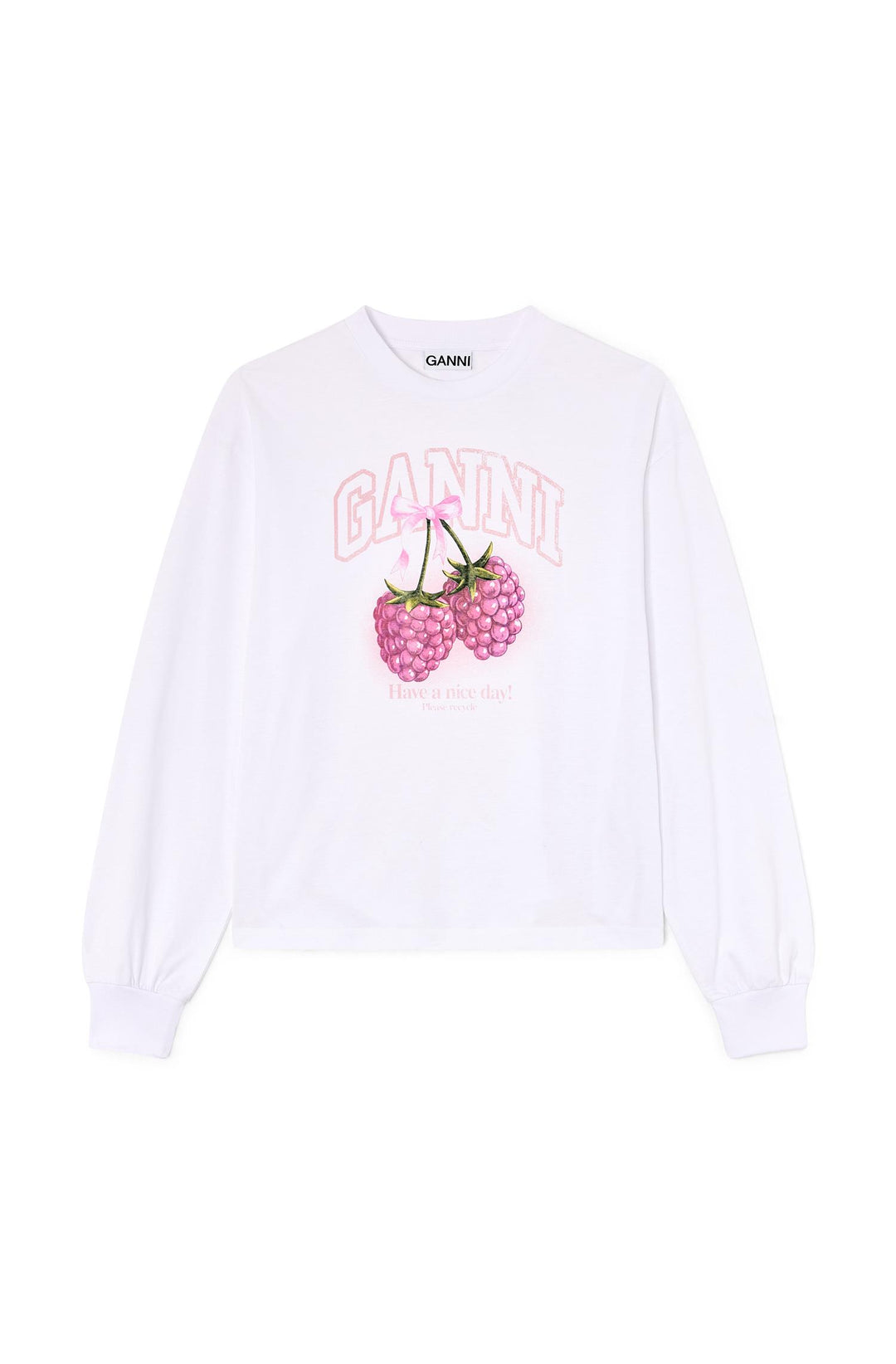Basic cotton Jersey Longsleeve Raspberry Bright White