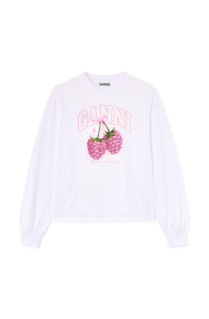 Basic cotton Jersey Longsleeve Raspberry Bright White