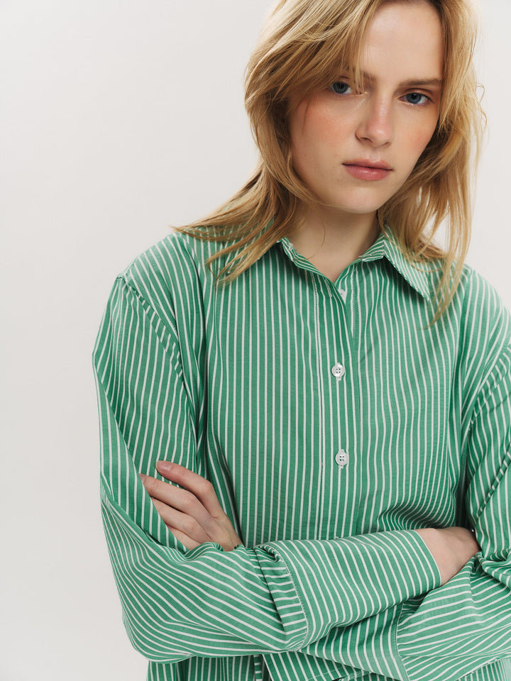 Sally Midi Dress Vinyard Green Stripe