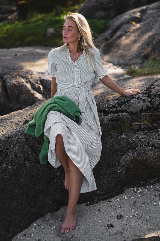 Ida Maja 2/4 Shirt Dress STP B White/Eng Ivy