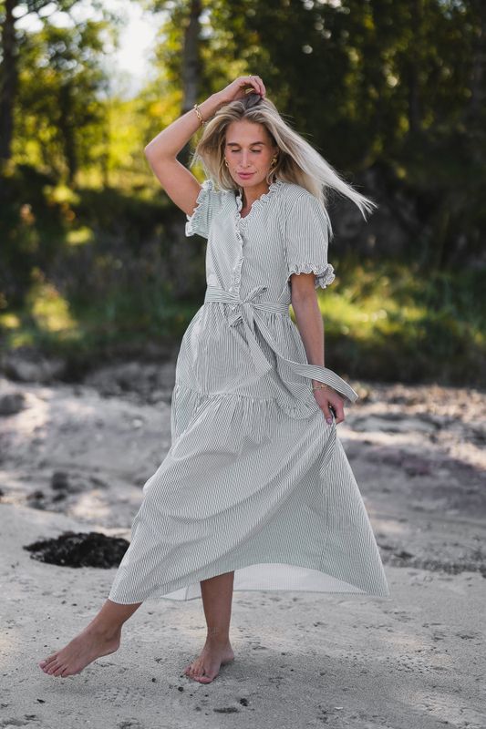 Ida Maja 2/4 Shirt Dress STP B White/Eng Ivy
