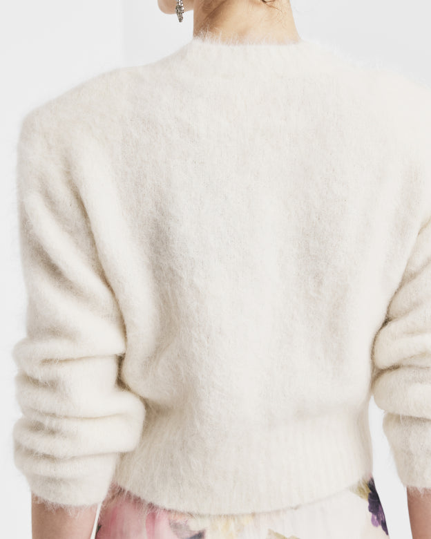 Hairy Knit Fitted Sweater Off White