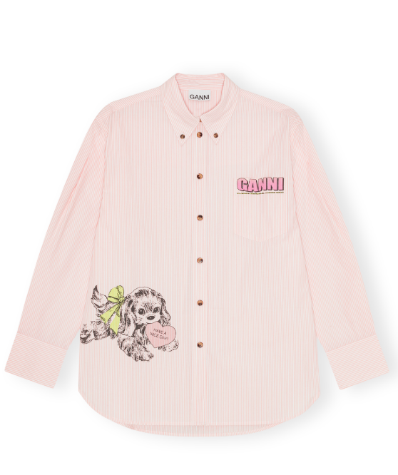 Stripe Cotton Oversized Shirt Peach Parfait