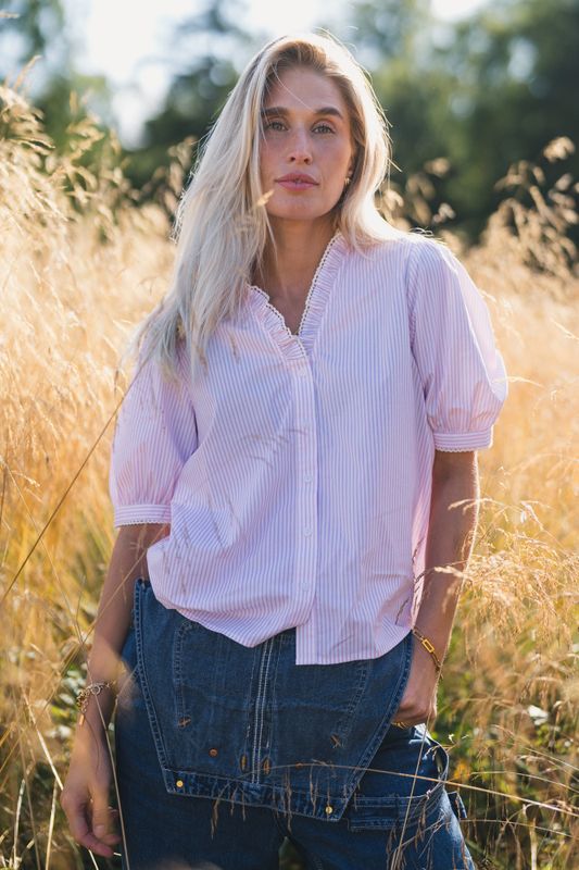 Maja 2/4 V Shirt STP B White/S Lilac
