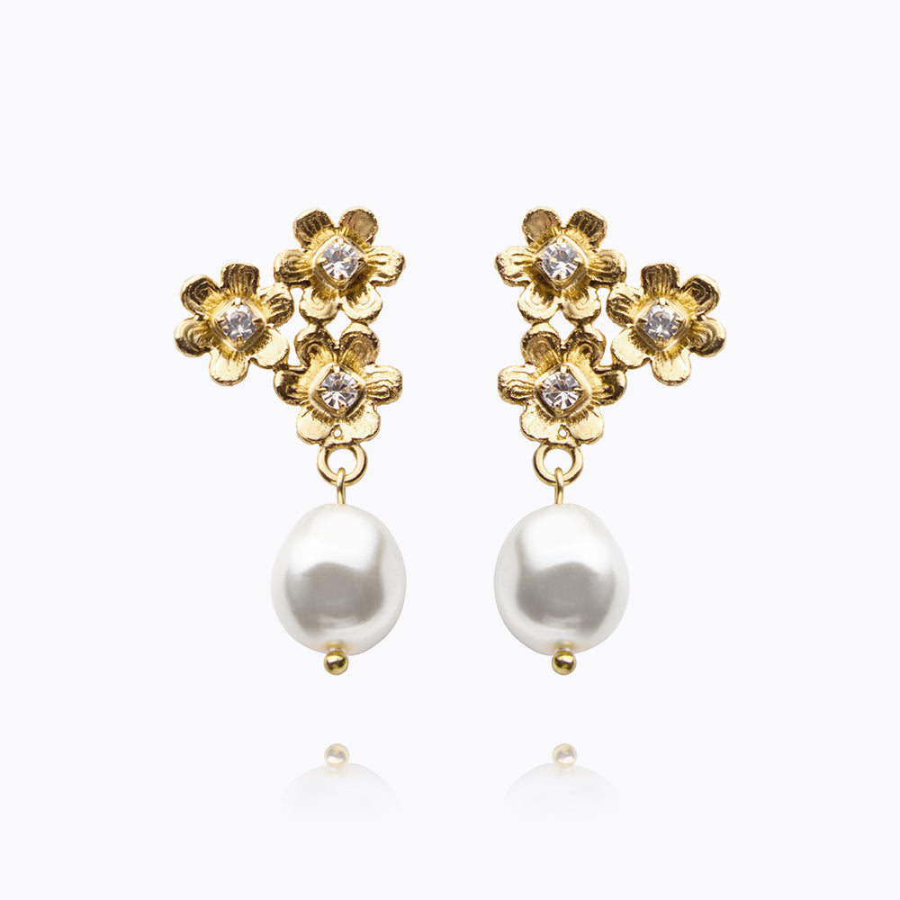 Juni Earrings Gold Pearl/Crystal