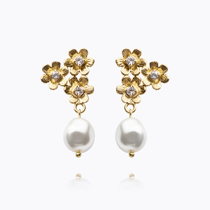 Juni Earrings Gold Pearl/Crystal