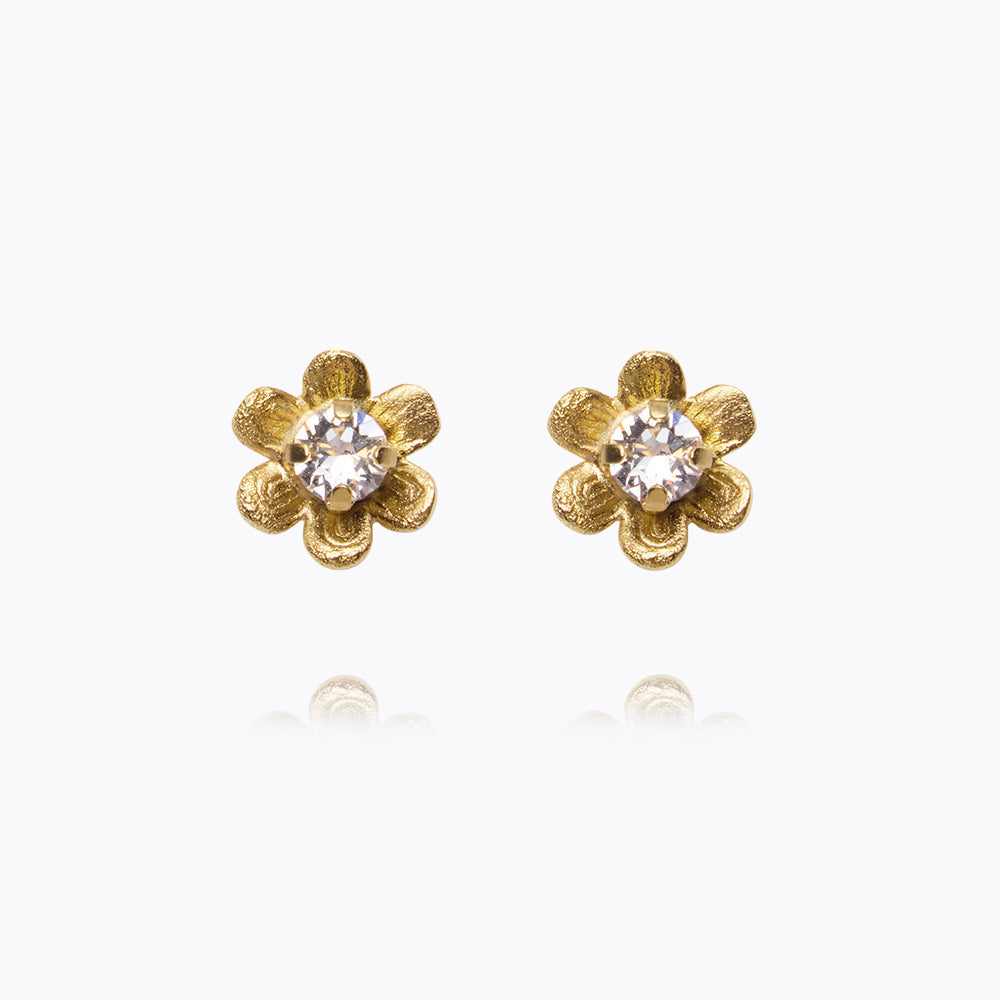 Juni Stud Earrings Gold Crystal