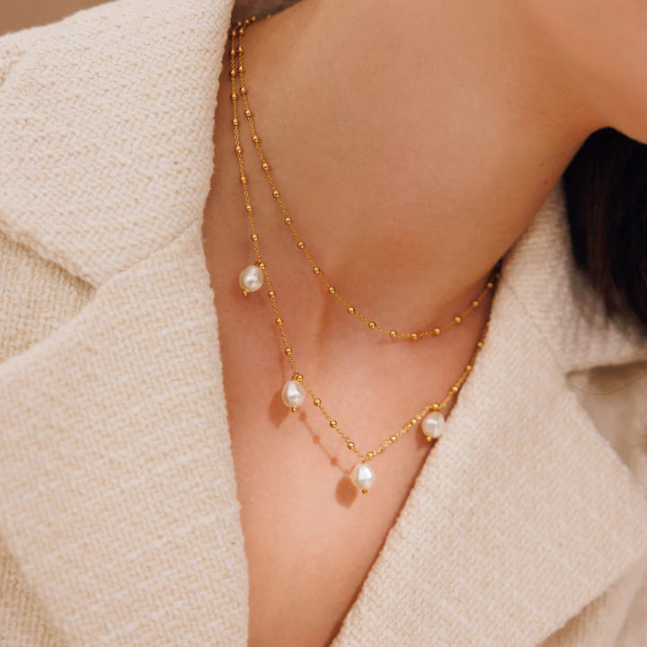 EMMY PEARL NECKLACE GOLD