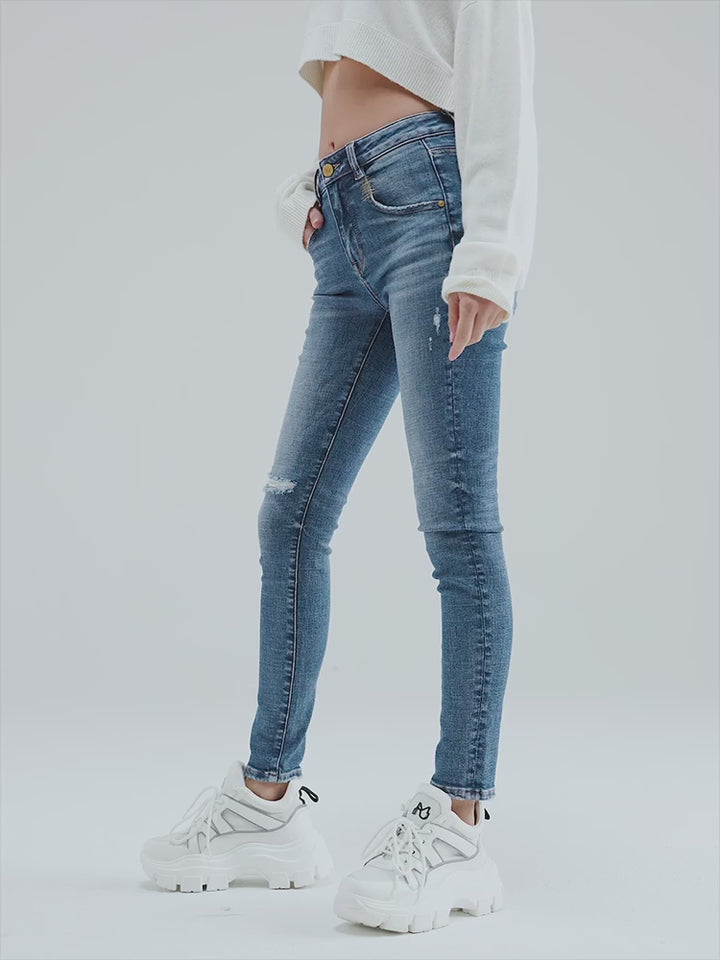 JJ2950 Slim Fitted Ripped Jeans Dark Blue