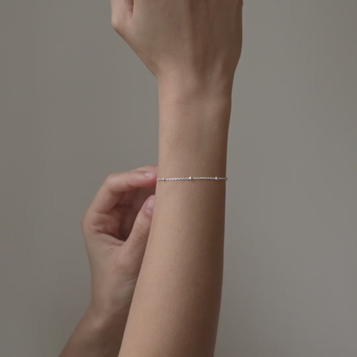 Beaded Chain Bracelet Silver