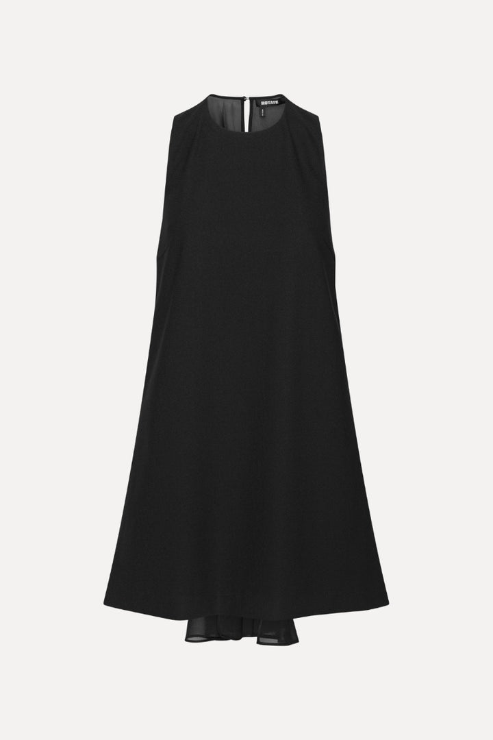 Crepe Mini A-Line Dress Black