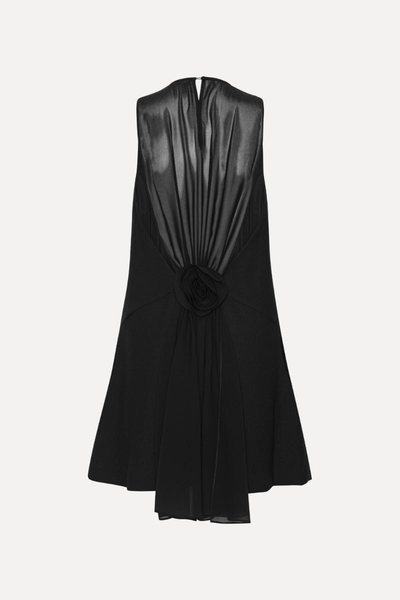 Crepe Mini A-Line Dress Black