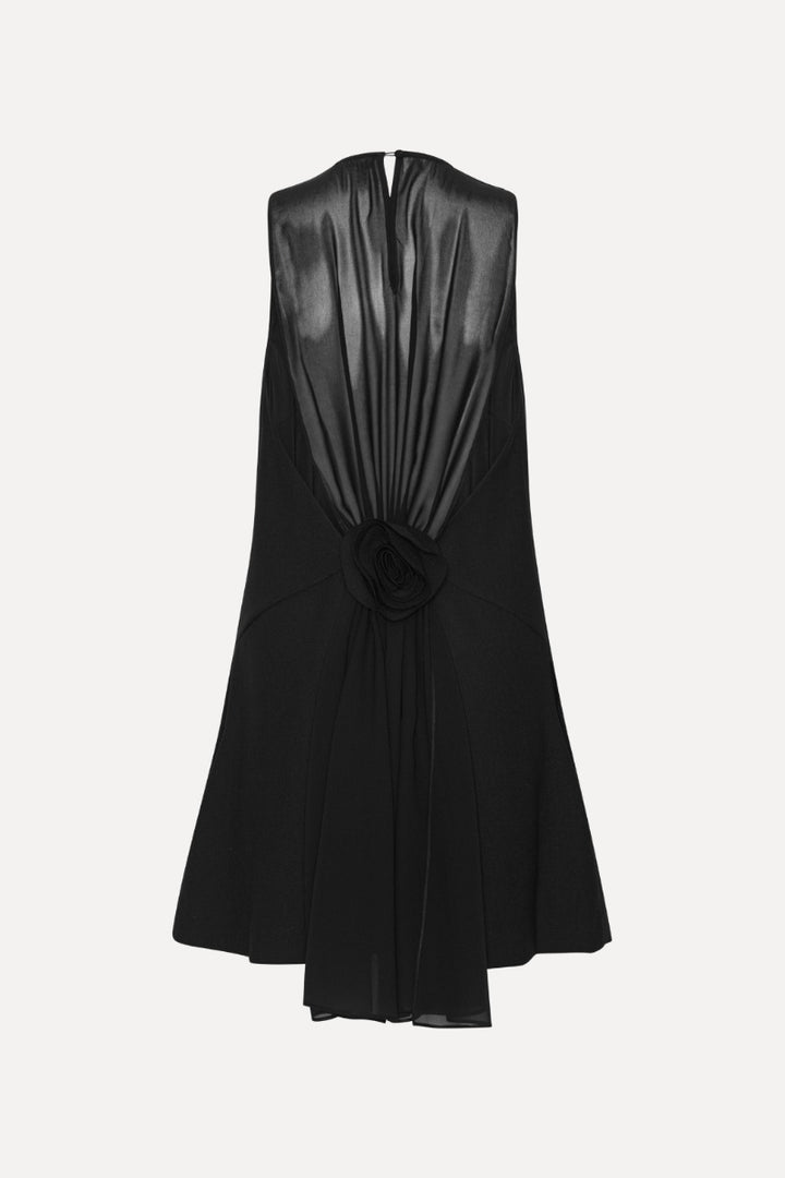 Crepe Mini A-Line Dress Black