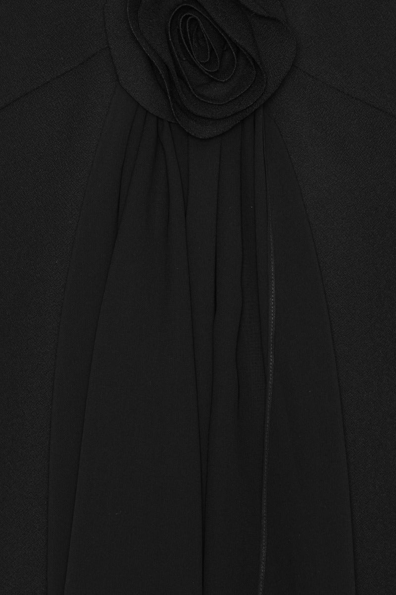 Crepe Mini A-Line Dress Black