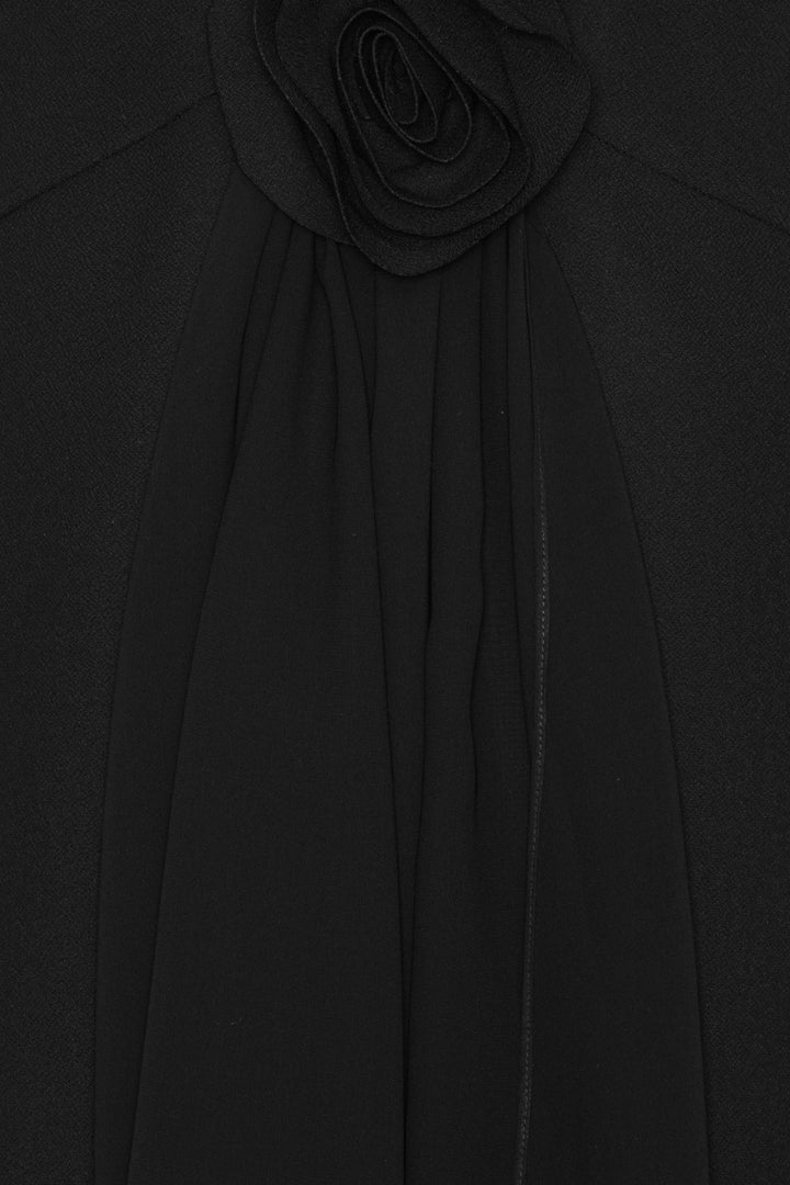 Crepe Mini A-Line Dress Black