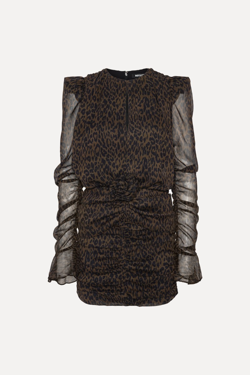 Ruched Flower Mini Dress Molé Comb