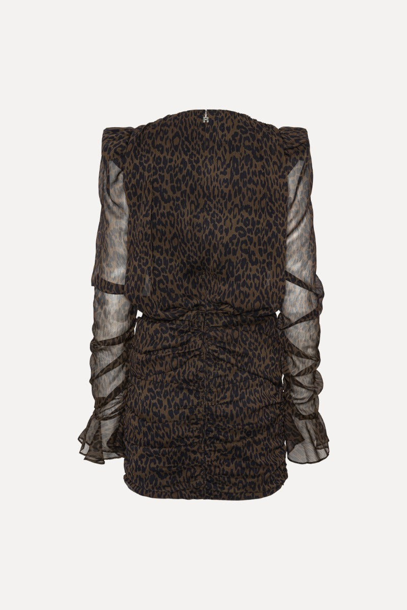 Ruched Flower Mini Dress Molé Comb