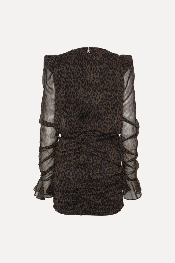 Ruched Flower Mini Dress Molé Comb
