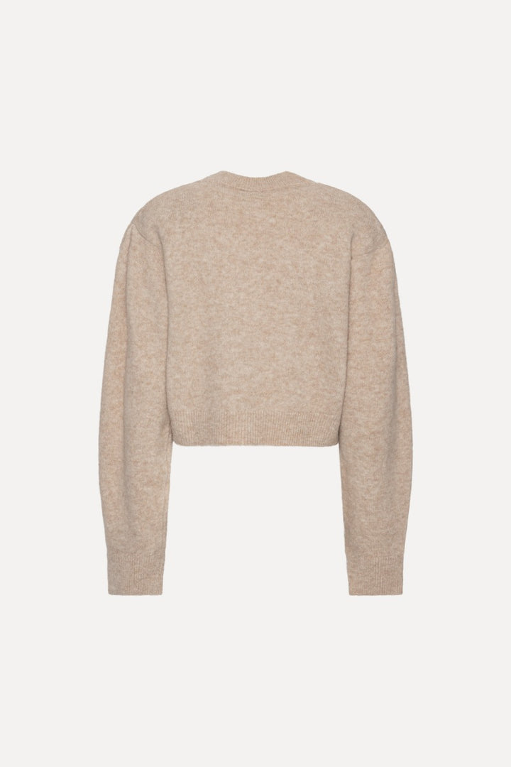 Knit Flower Cardigan Oxford Tan