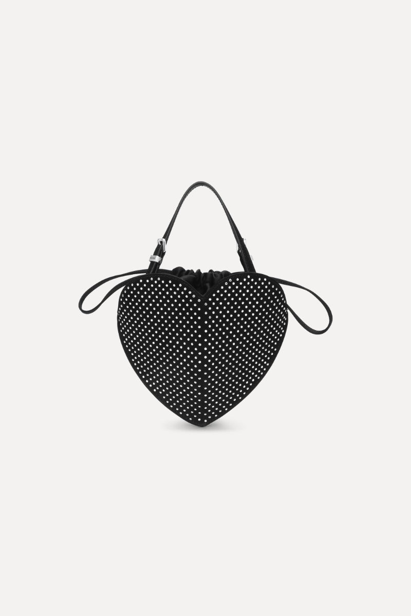 Rhinestone Heart Bag Black Comb