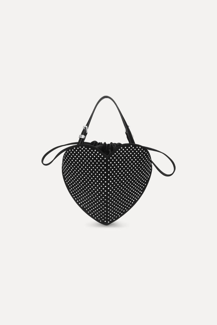Rhinestone Heart Bag Black Comb