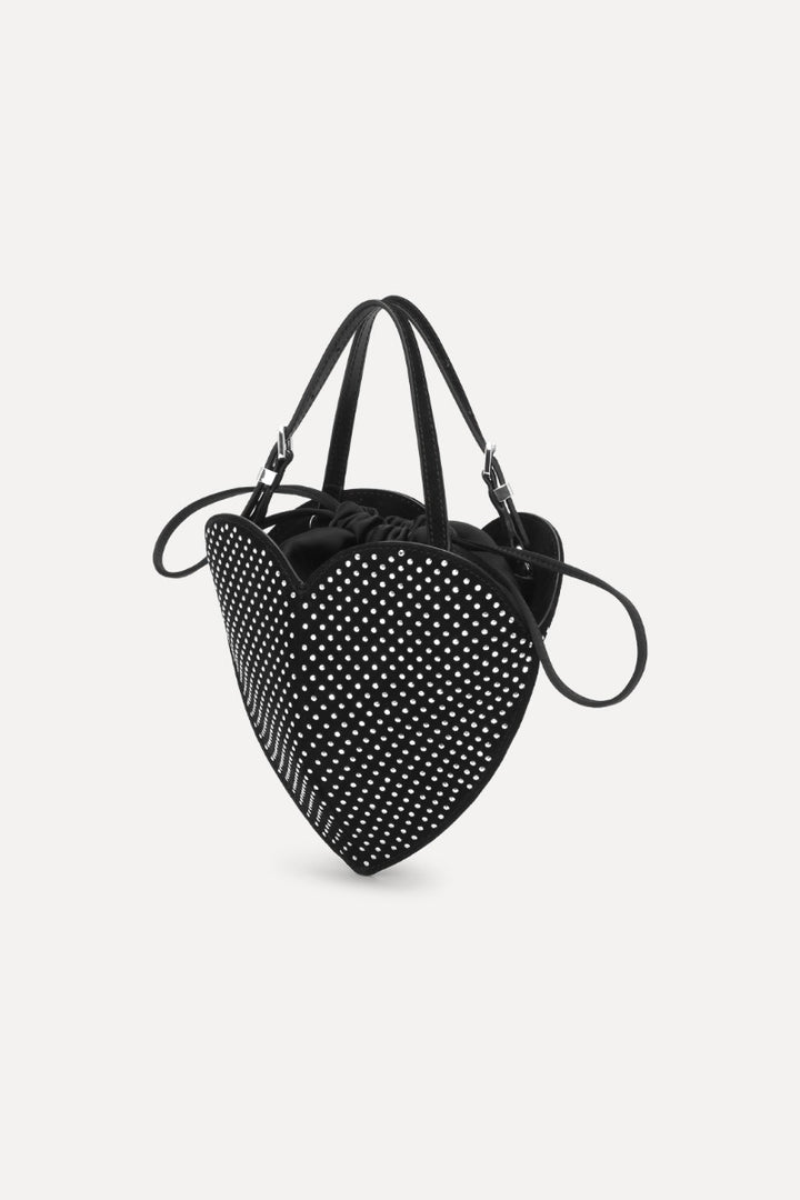 Rhinestone Heart Bag Black Comb