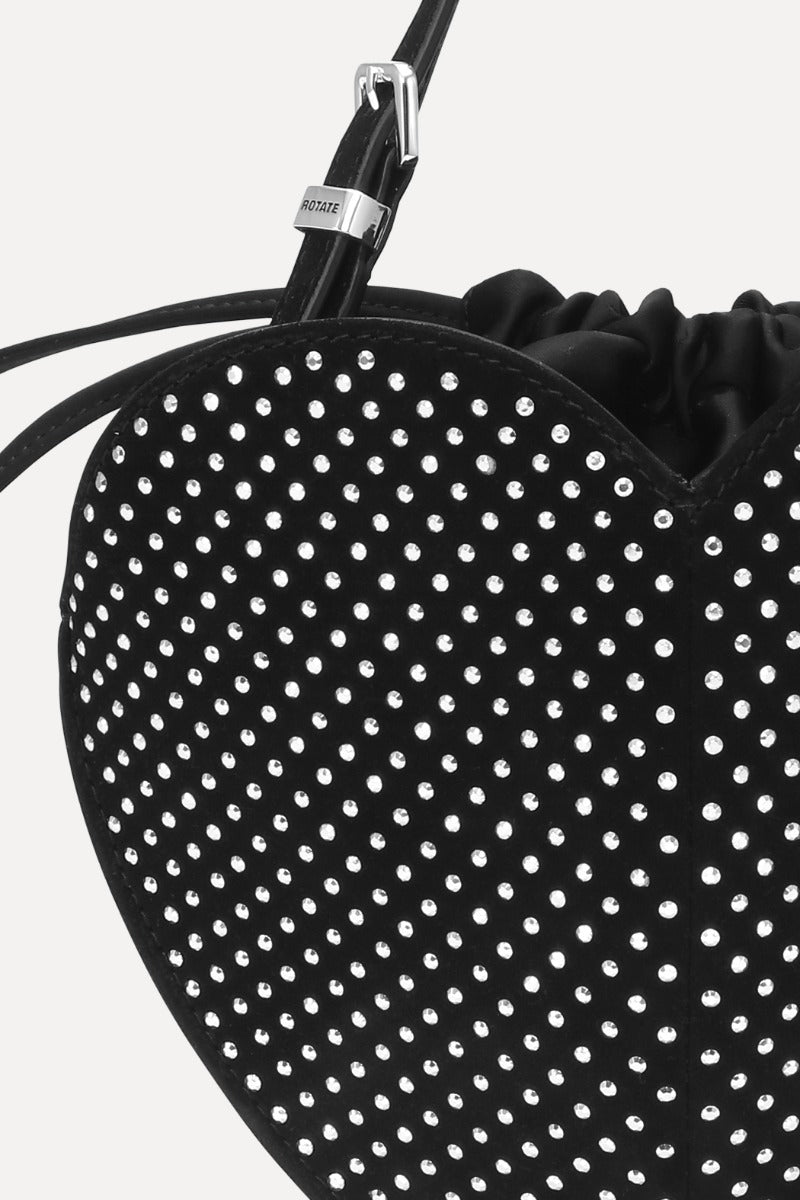 Rhinestone Heart Bag Black Comb