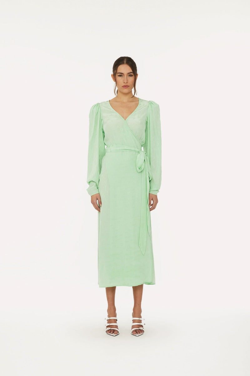 Jacquard Midi Dress Grayed Jade