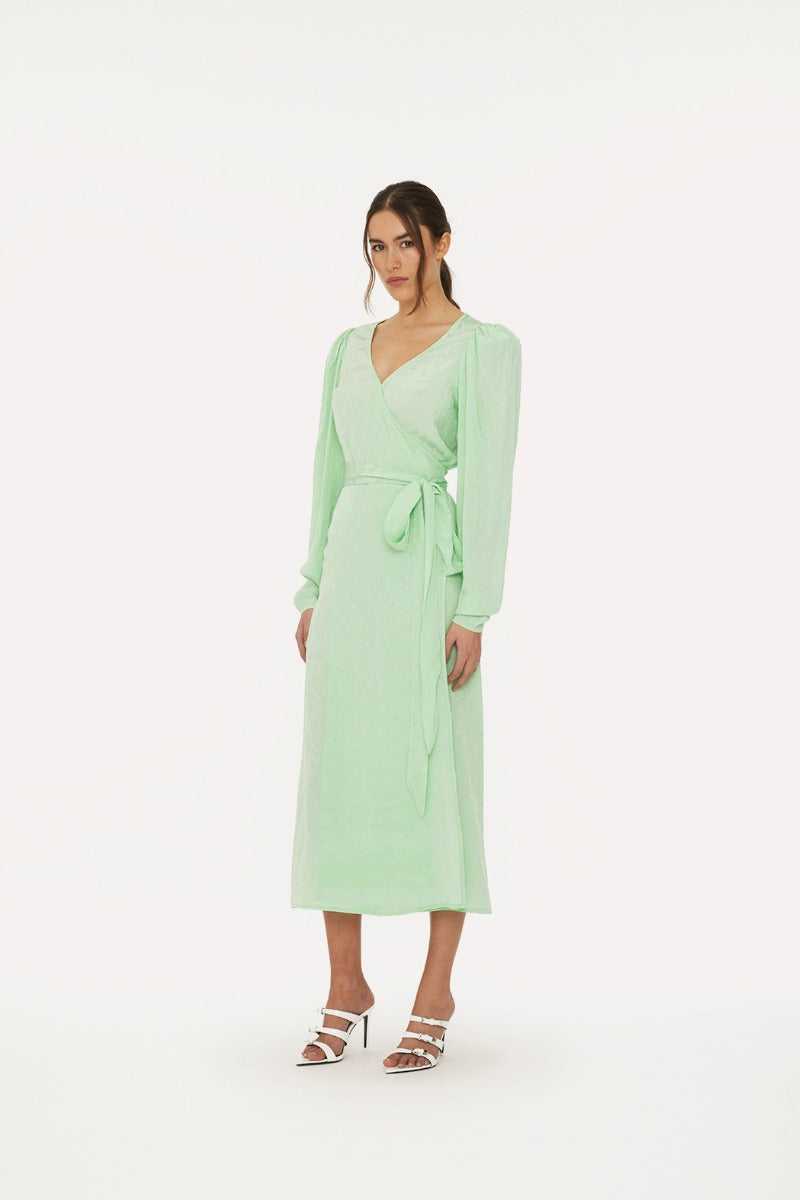 Jacquard Midi Dress Grayed Jade