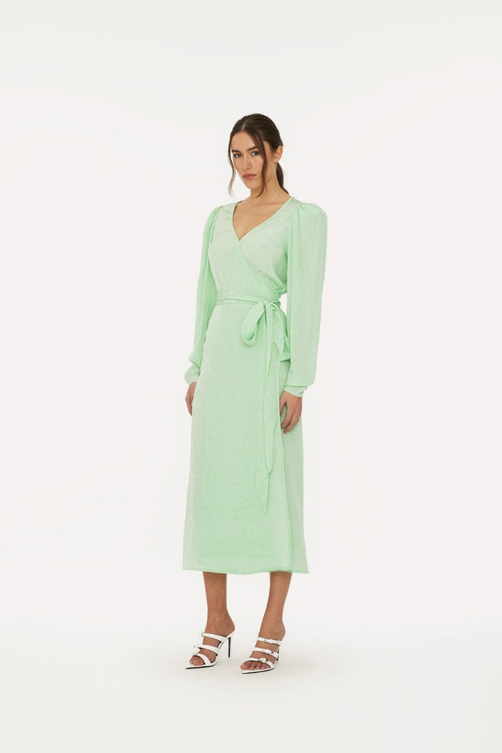 Jacquard Midi Dress Grayed Jade