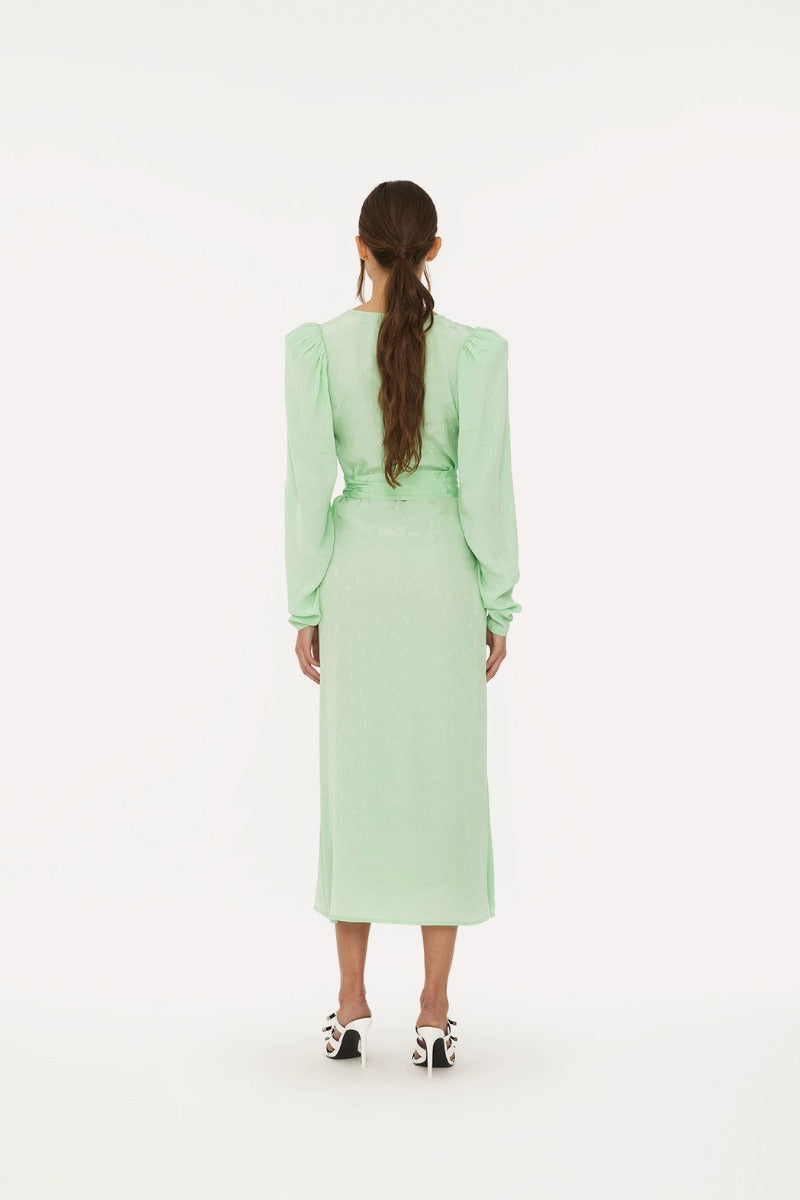 Jacquard Midi Dress Grayed Jade Lulushop Jacquard Midi Dress Grayed Jade Lulushop