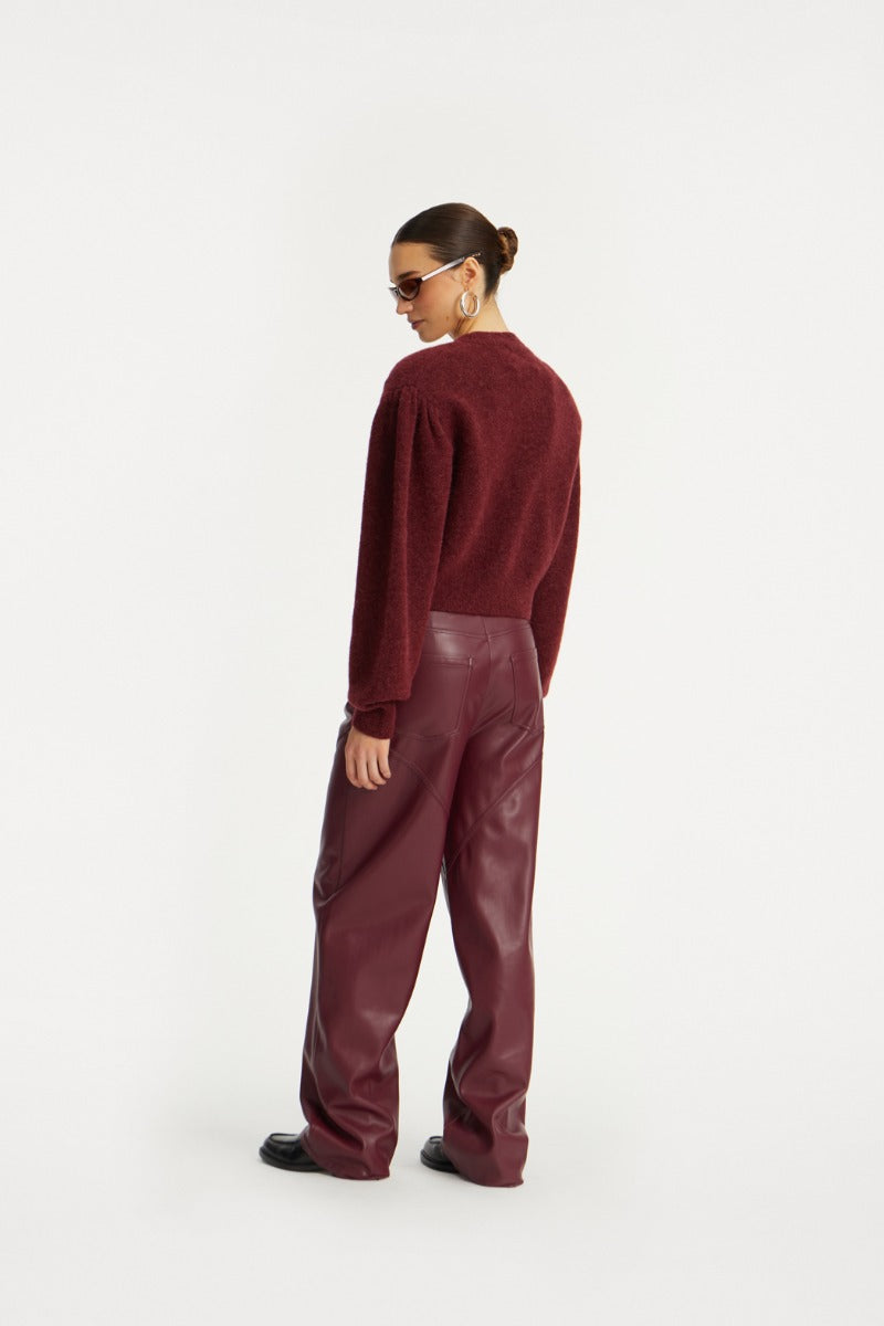 Mid Waisted Piping Pants Zinfandel