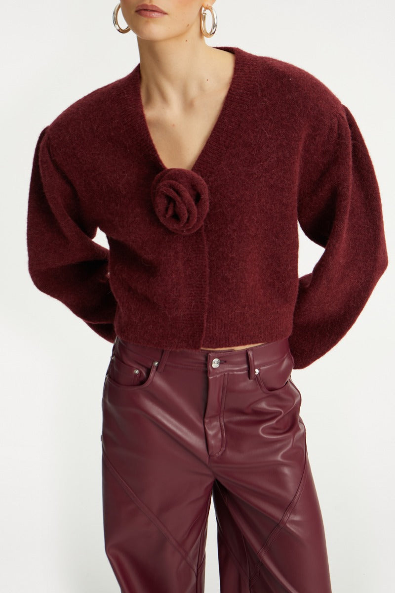 Mid Waisted Piping Pants Zinfandel
