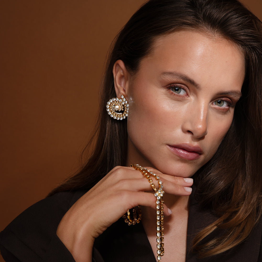 Zia Earrings Gold Topaz Combo