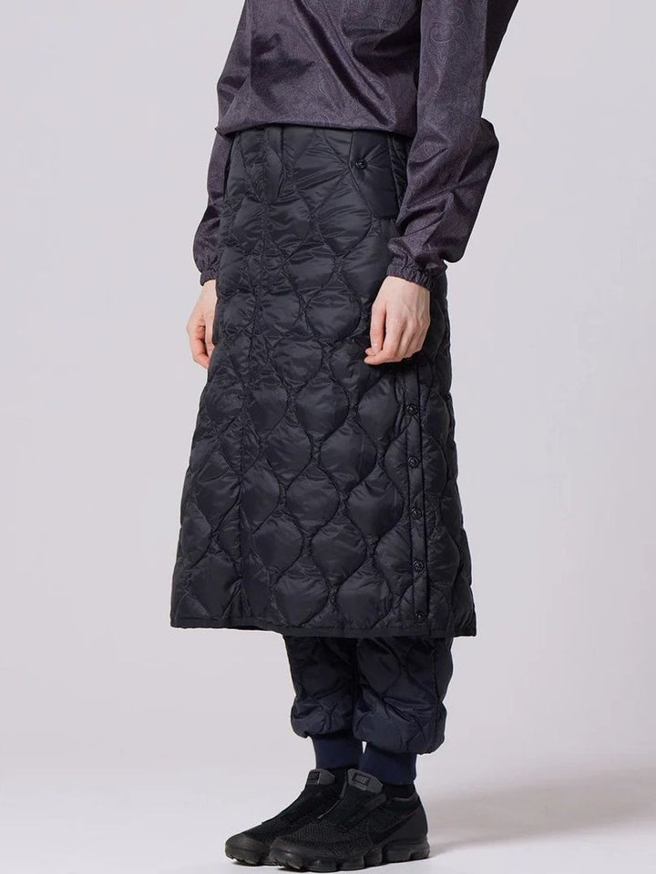 Military Snap Button Down Skirt Black