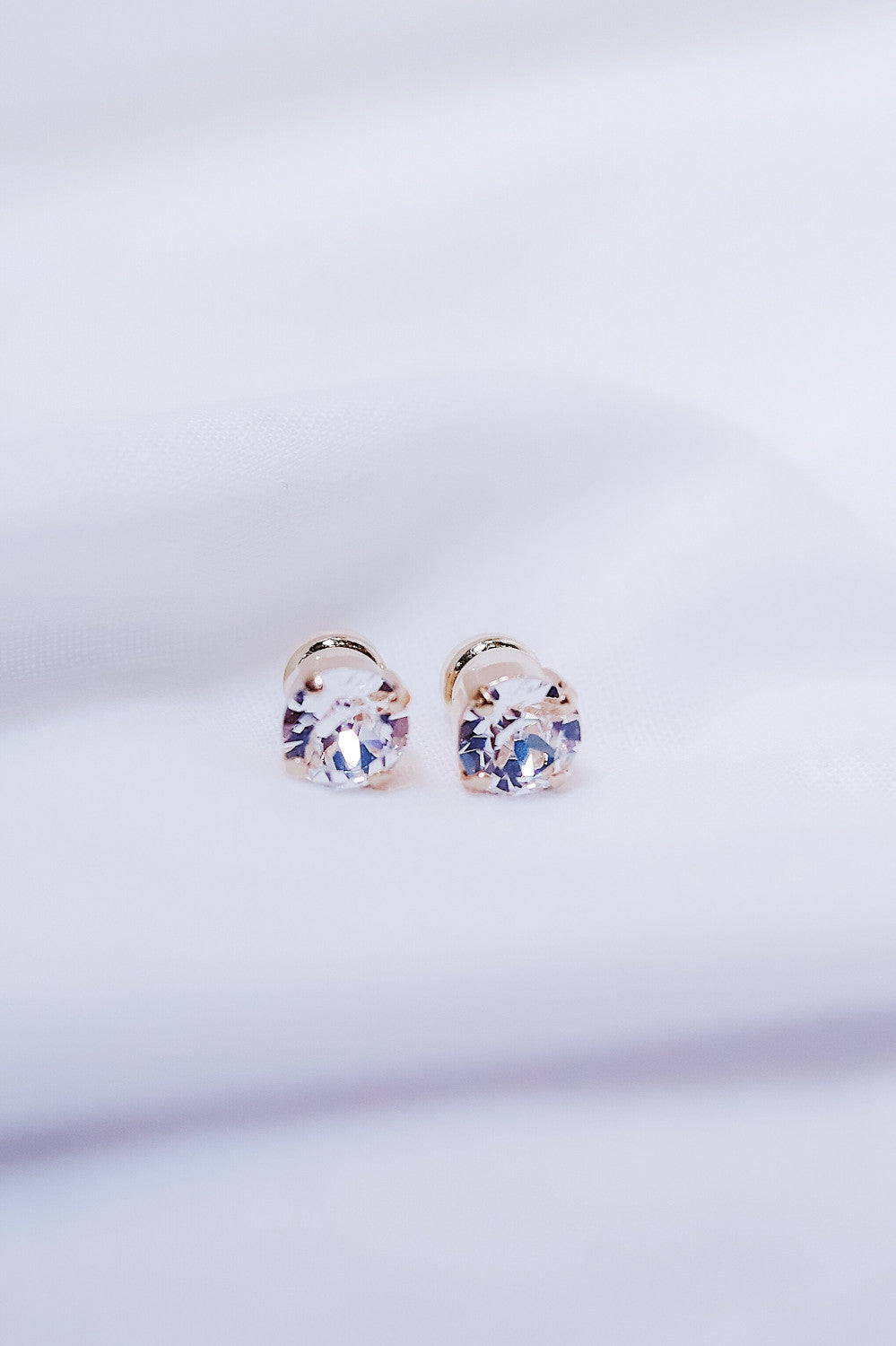 Classic Stud Earrings Gold Crystal
