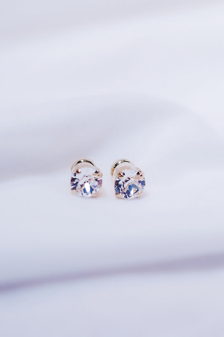Classic Stud Earrings Gold Crystal