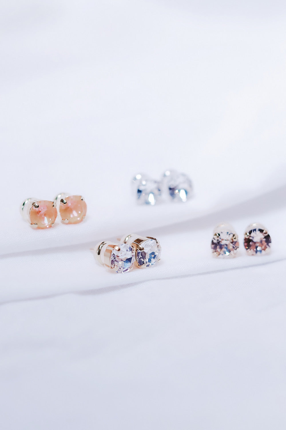 Classic Stud Earrings Gold Crystal