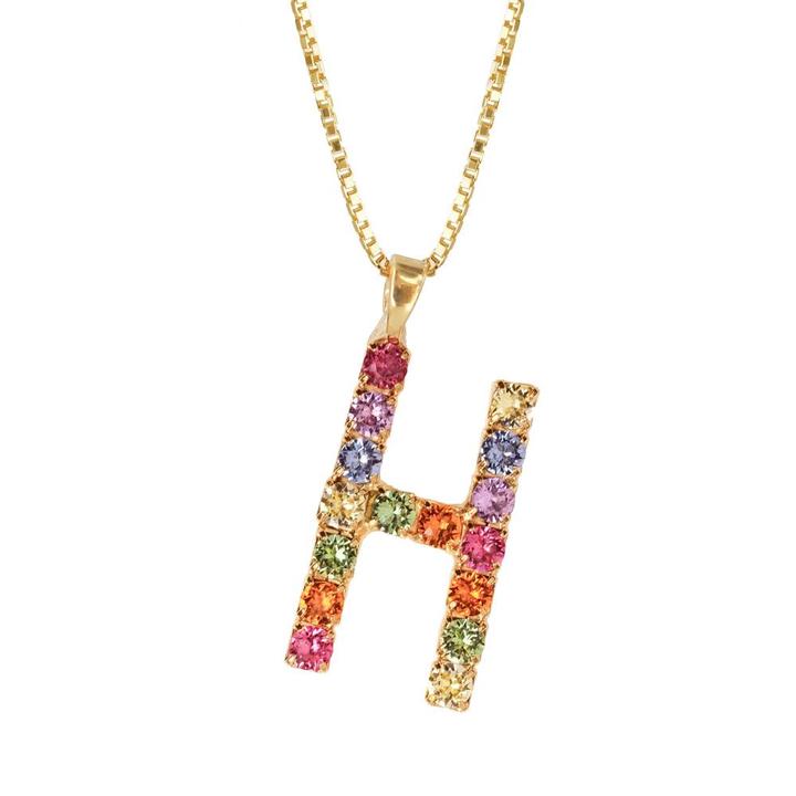 Letter Necklace Rainbow Combo Gold 50cm