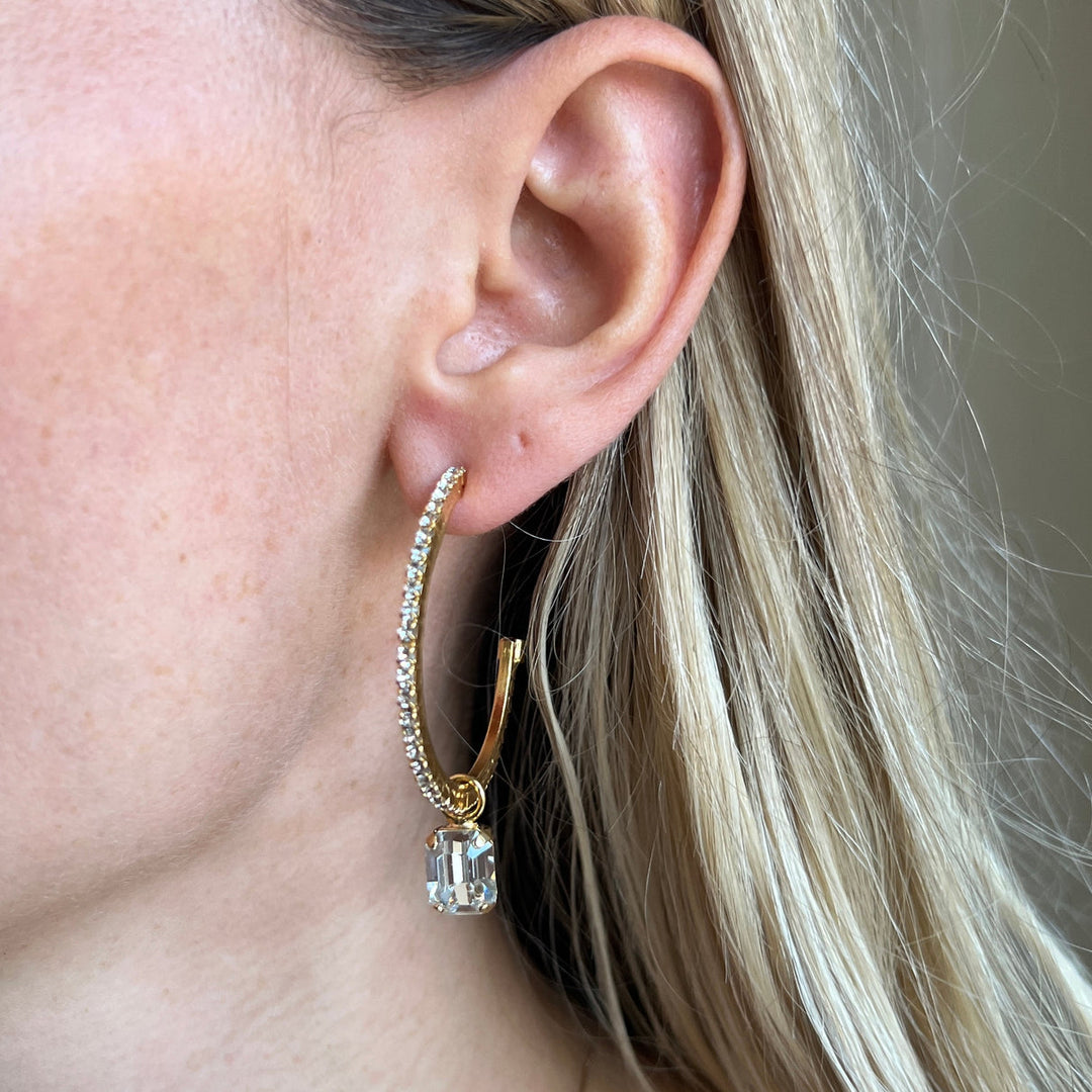 Lydia Loop Earrings Gold Crystal