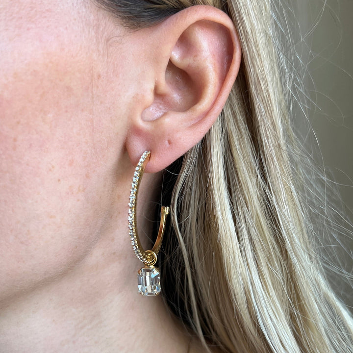 Lydia Loop Earrings Gold Crystal