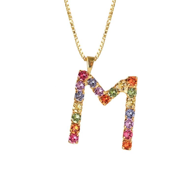 Letter Necklace Rainbow Combo Gold 50cm