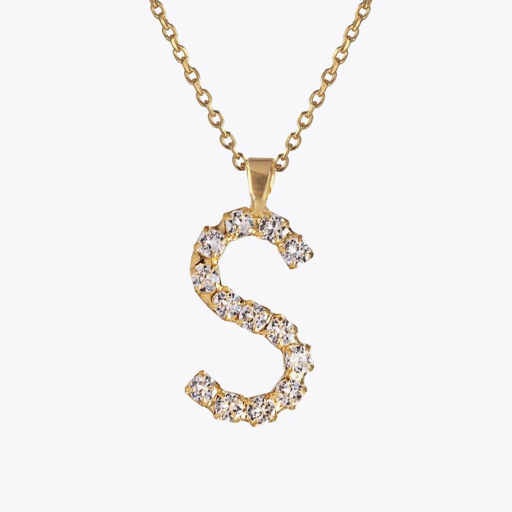 Letter Necklace Crystal Gold 50 cm