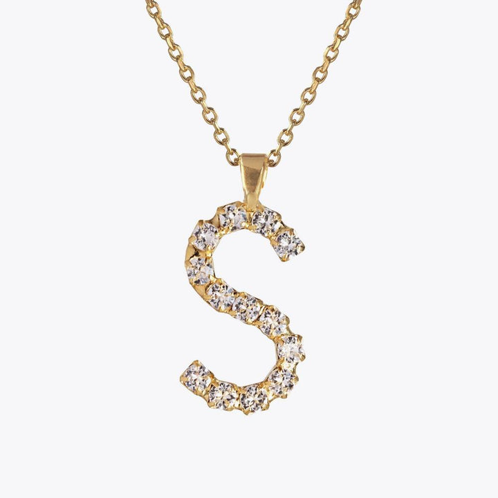 Letter Necklace Crystal Gold 50 cm
