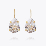 Mini Drop Clasp Earrings Gold Crystal